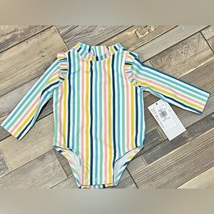 Striped Old Navy swimsuit size 0-3 months
